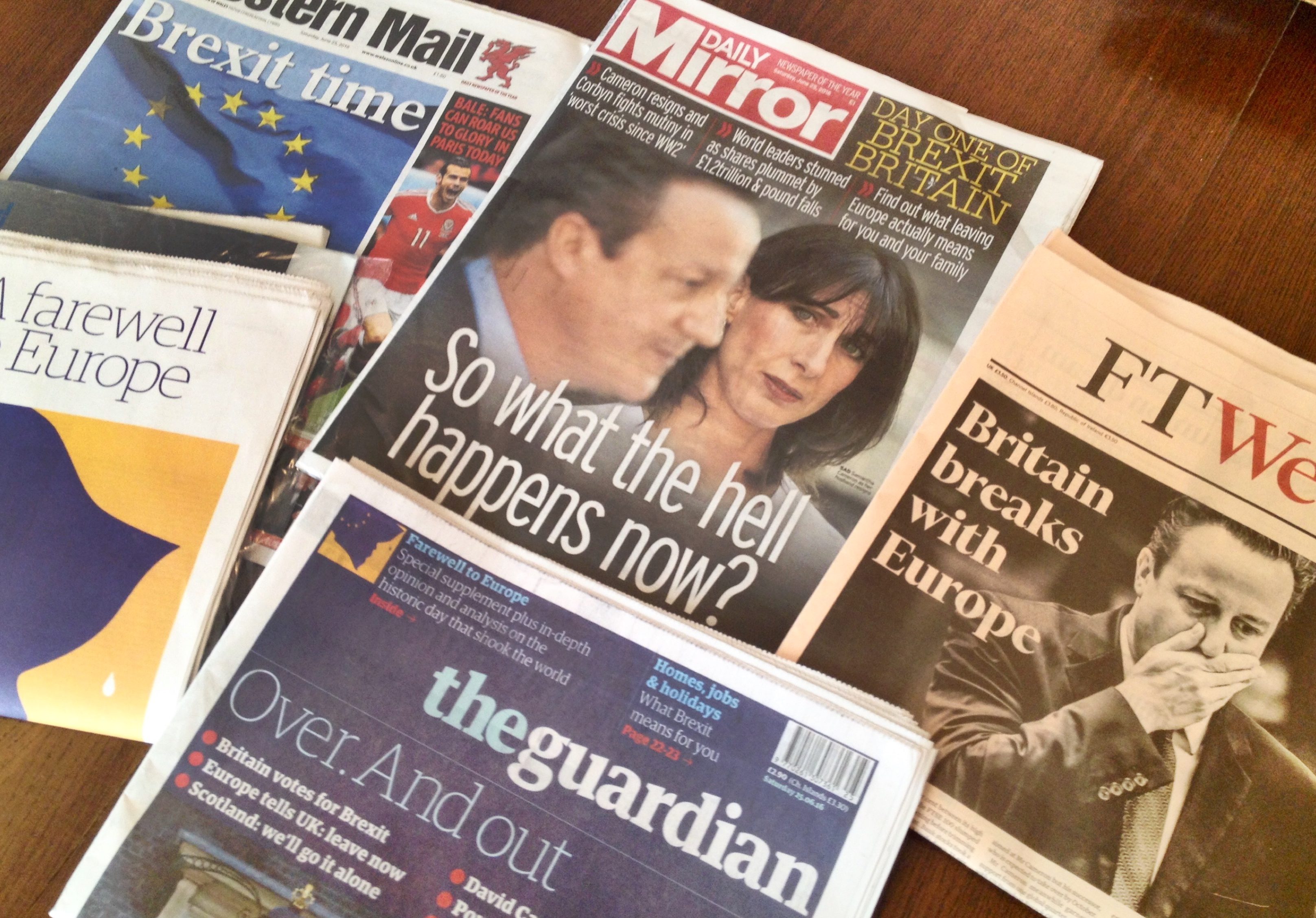UK newspapers after Brexit Referendum (June 2016)