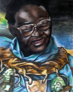 Portrait of Vusamazulu Credo Mutwa (1921-) by Phabellis (via Deviant Art: https://phabellis.deviantart.com/art/Vusamazulu-Credo-Mutwa-287959296)