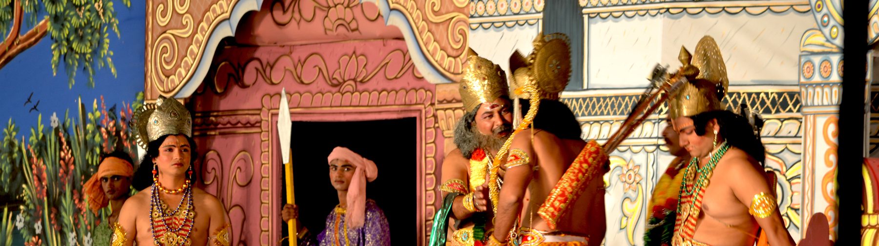 A scene from Ramlila in Ramlila Maidan, performance and oral storytelling
