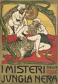 Original cover for The Mystery of the Black Jungle published by Antonio Donath, Genoa, in 1895. Courtesy Wikimedia commons.